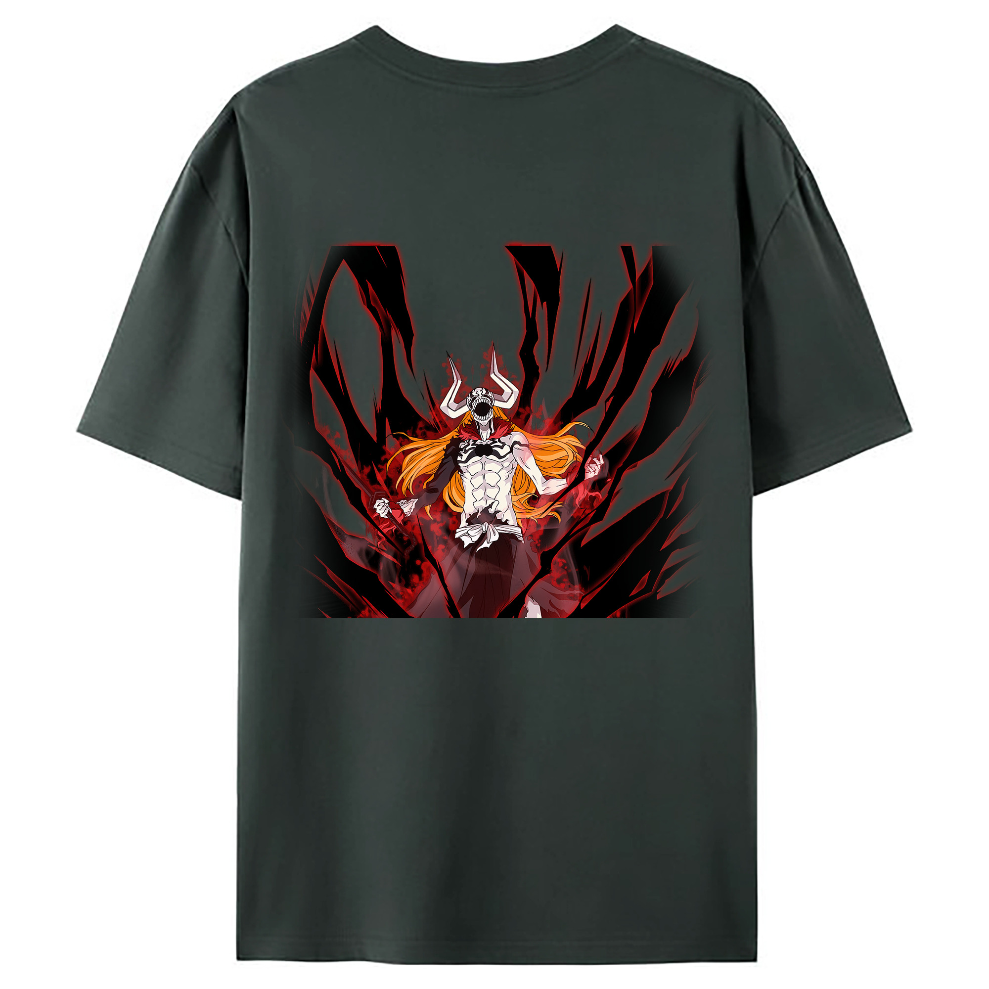 （画像用） ブリーチ 黒崎一護（くろさき いちご）BLEACH Kurosaki Ichigo 綿100％ メンズ半袖Tシャツ（バックプリント） 通気性